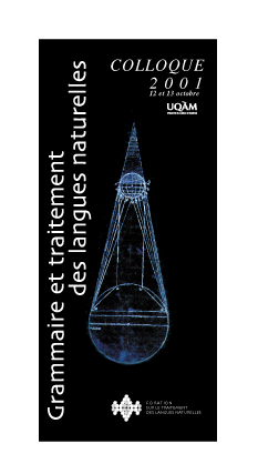 Conf�rence sur la grammaire et le traitement des LN, 12 et octobre 2001